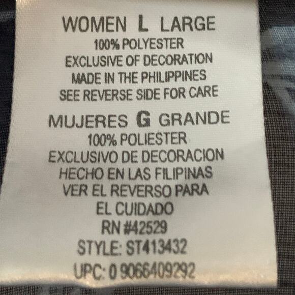 Secret Treasures Blue Floral Sheer Pajama Top Button Up Front Satin Trim Size L - Picture 10 of 15